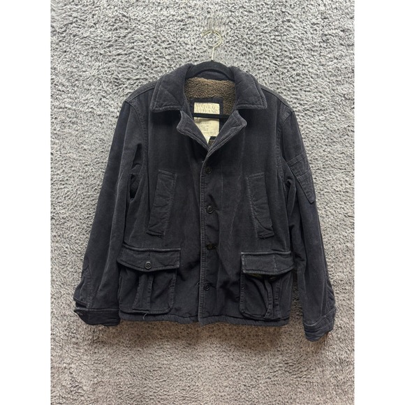 Vintage Polo Jeans Ralph Lauren Corduroy Long Sleeve Jacket Black‎ Mens Size M